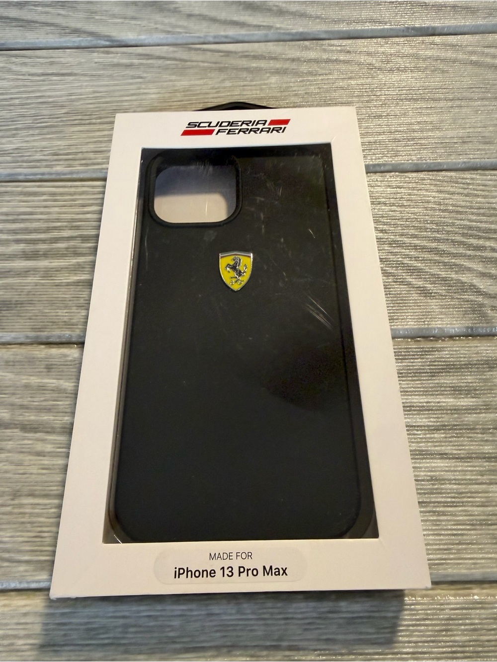 Ferrari Black iPhone 13 Pro Max Case with Yellow Shield